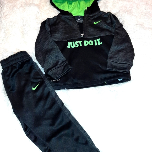 Nike Other - NIKE Dri-FIT boys black green jacket jogger set